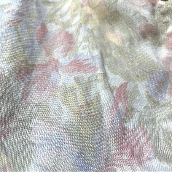 100% linen pastel floral sleeveless top 90s floral - Picture 3 of 5